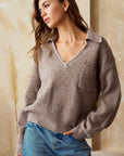 Collared Relaxed Sweater- Latte