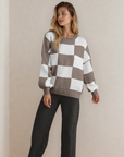 Checkered Sweater- Brown