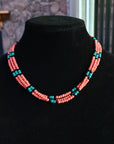 Turquoise and Glass Bead Necklace- Native Made