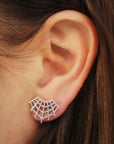 Sterling Silver Spider Web Post Earrings 14x17mm