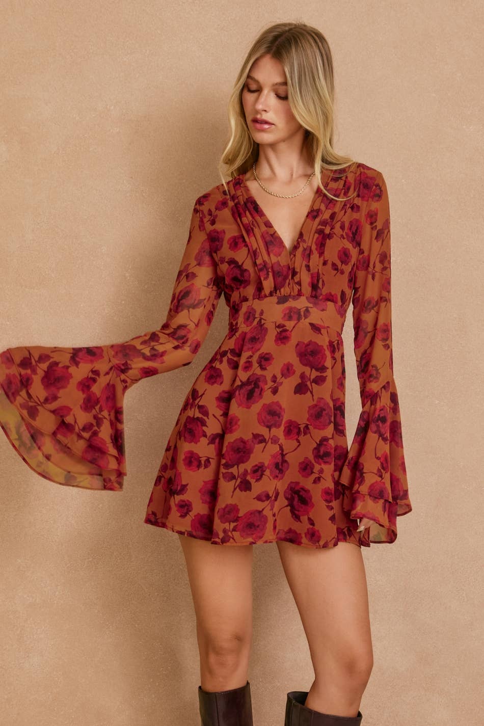 Canyon Still Mini Dress- Red