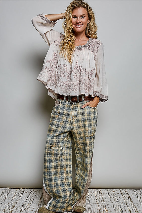 Washed Square Neck Boho Top-