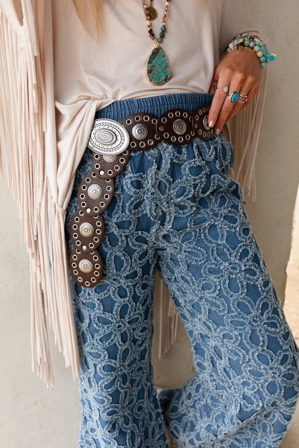 Onyx Oval Western Belt - Brown