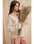 Ivory Sweater with Lace Hood-