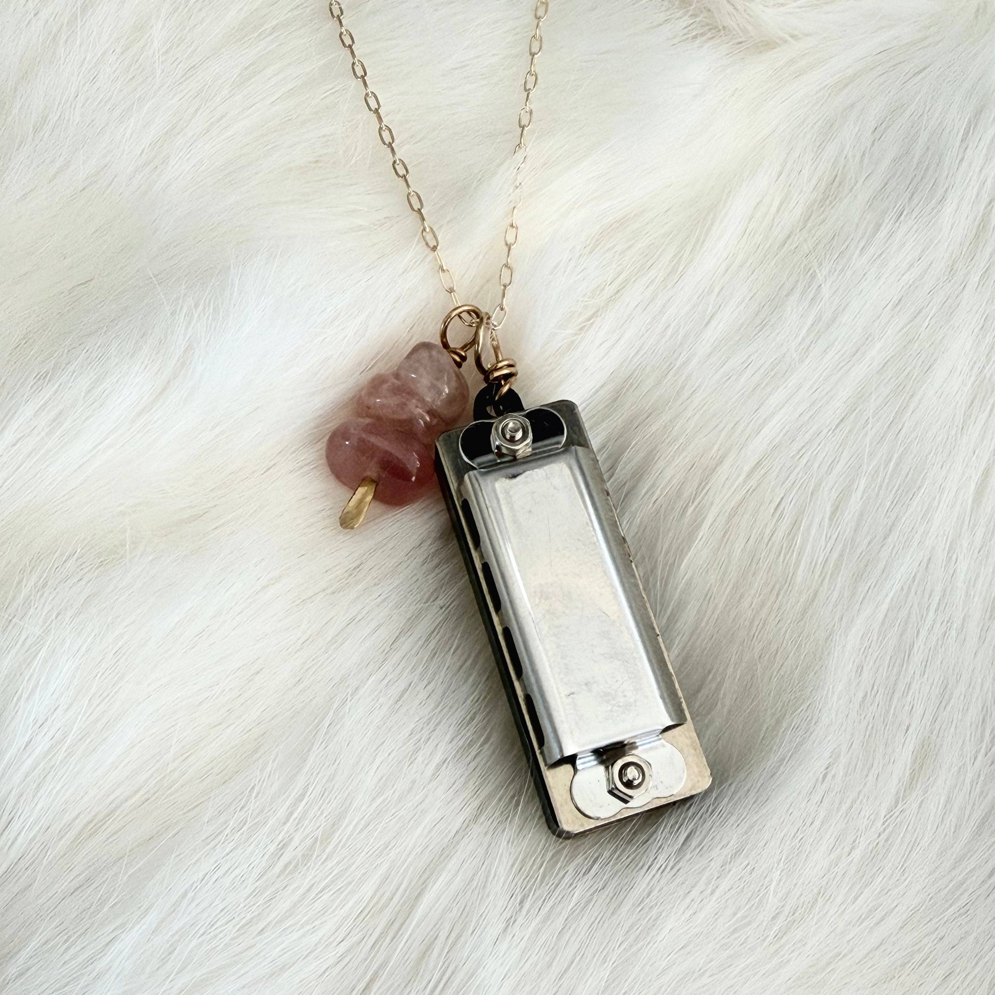 Party Trick Harmonica Necklace: 18" Silver Chain