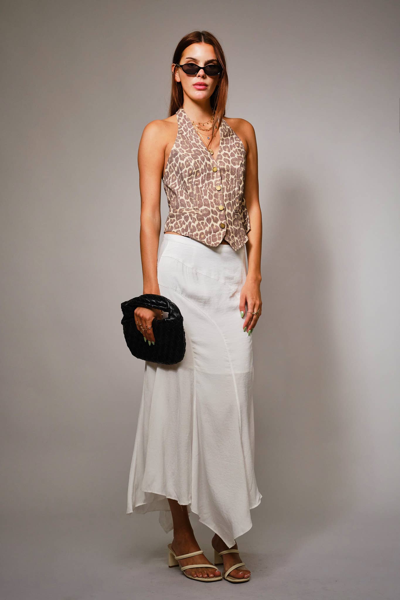Leapard Print Halter Vest-