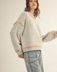 Relax Sweater with Contrast Stitch-