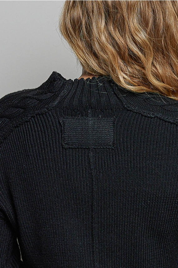 Studded Ribbed Sweater- Black