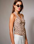 Leapard Print Halter Vest-