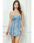 Vintage Wash Denim Tube Dress-