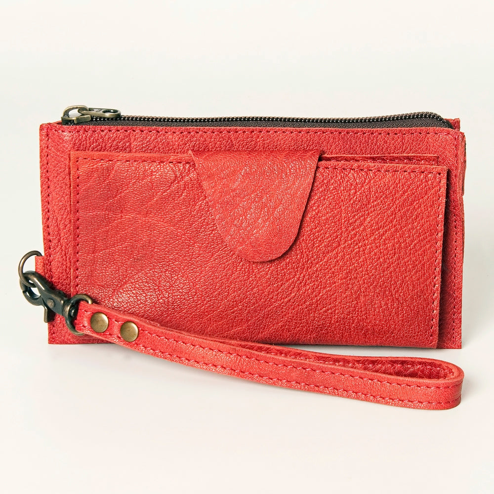 Leather Wallet with Wrist Strap: Red: ADBG811F