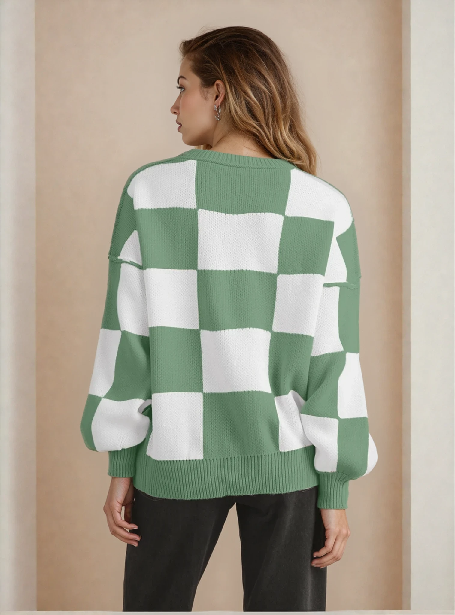 Checkered Sweater- Green
