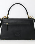 Crosshatch Leather Handbag - Black - NMBGM198D