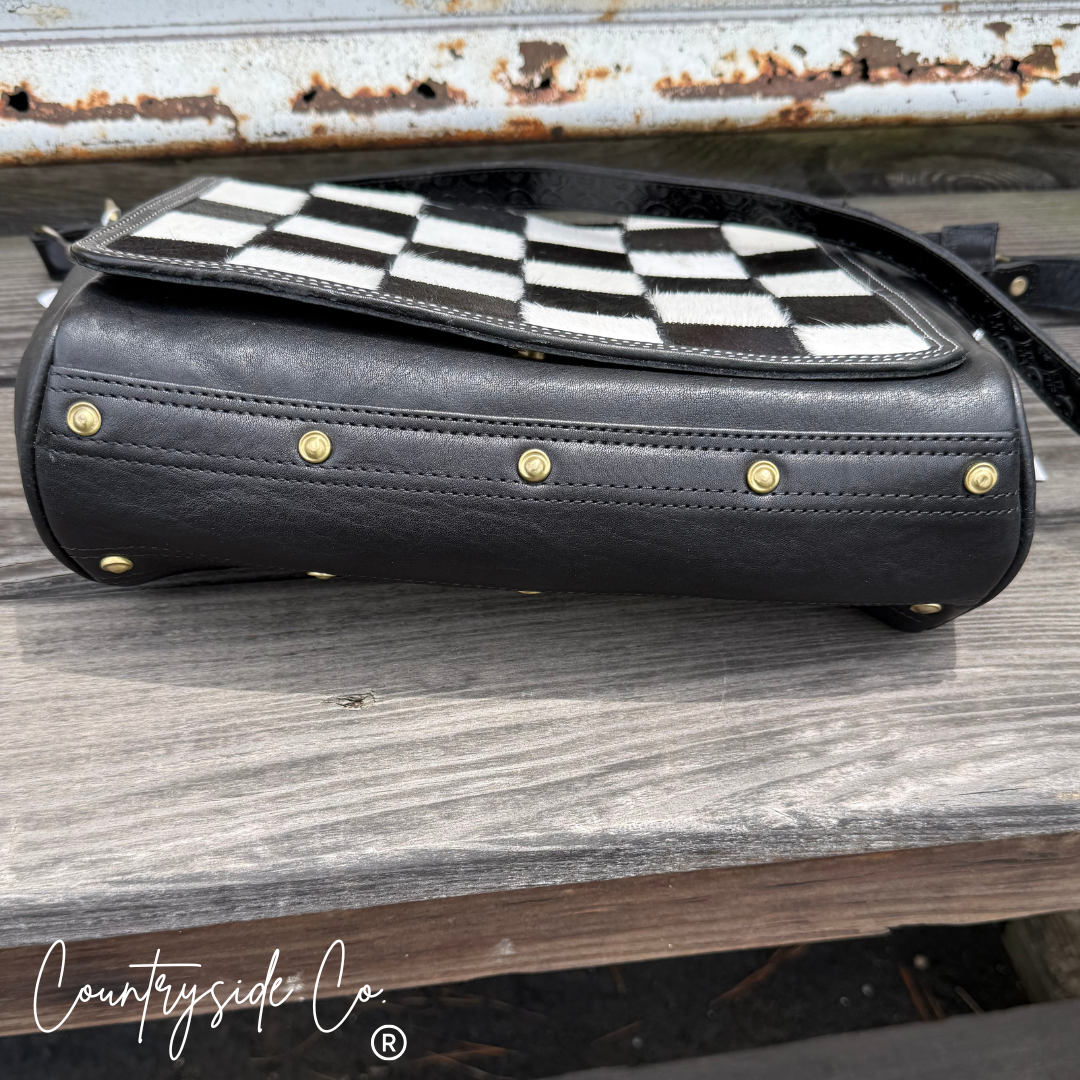 Bandera Nights Checkered Cowhide Purse