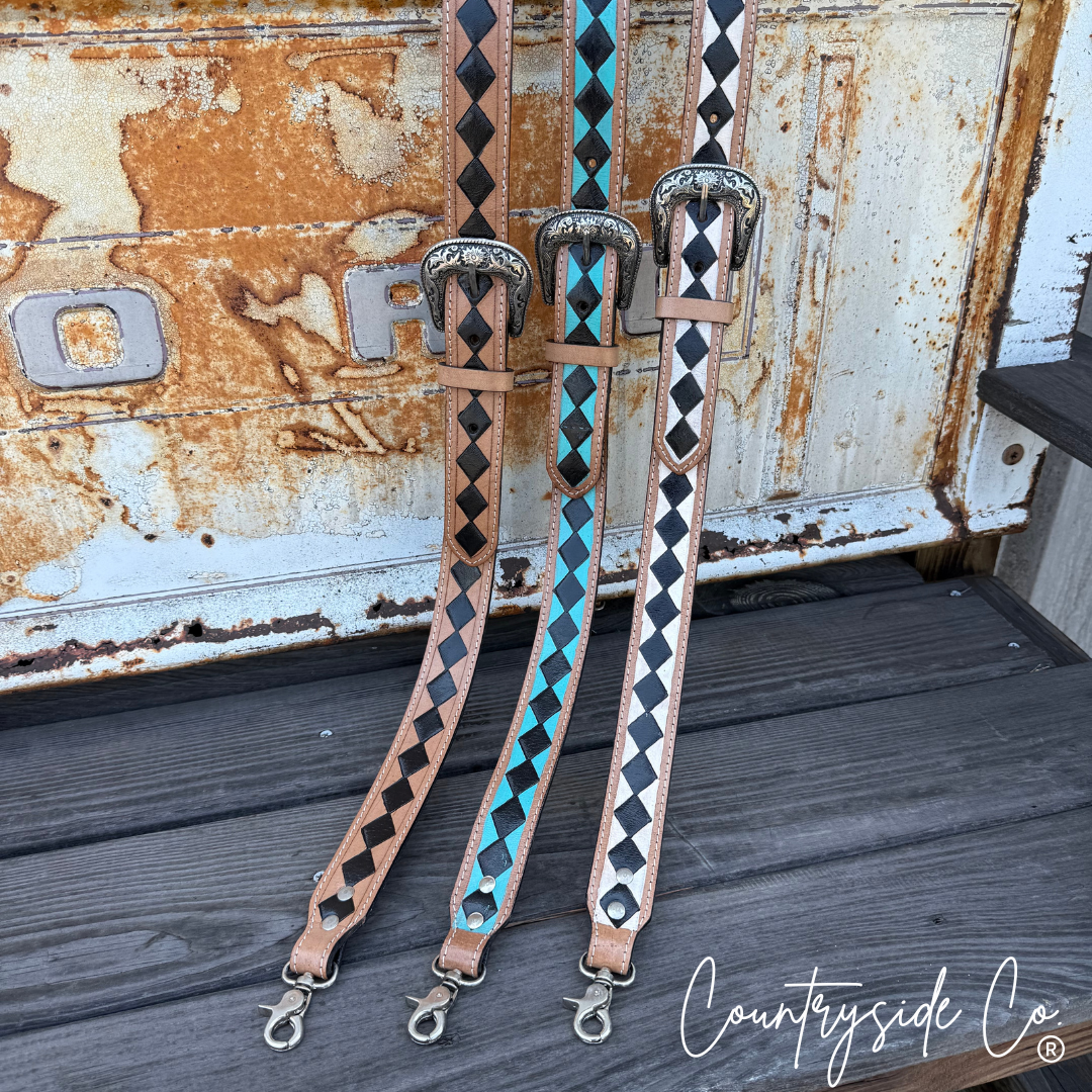 Wild West Checkered Purse Straps: White
