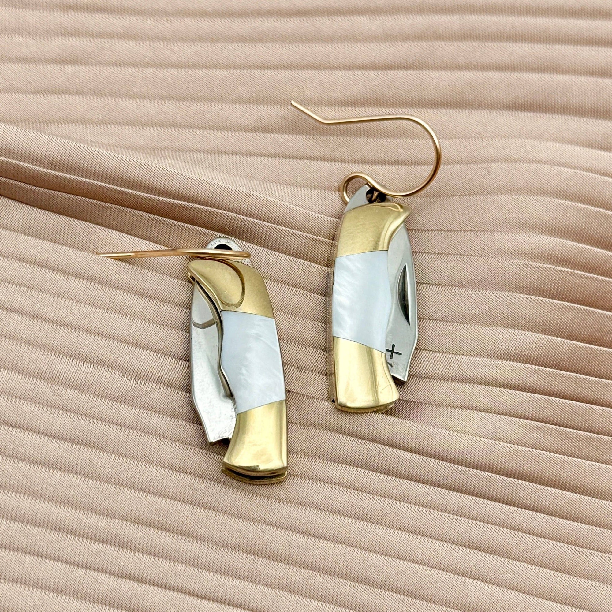 The Billie Earrings: Mother of Pearl Handle-