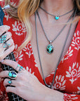 *Limited Edition* Number 8 Turquoise Silver Pendant Necklace: 27" stainless steel