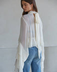 Billowy Bell Sleeve Sheer Top- Cream