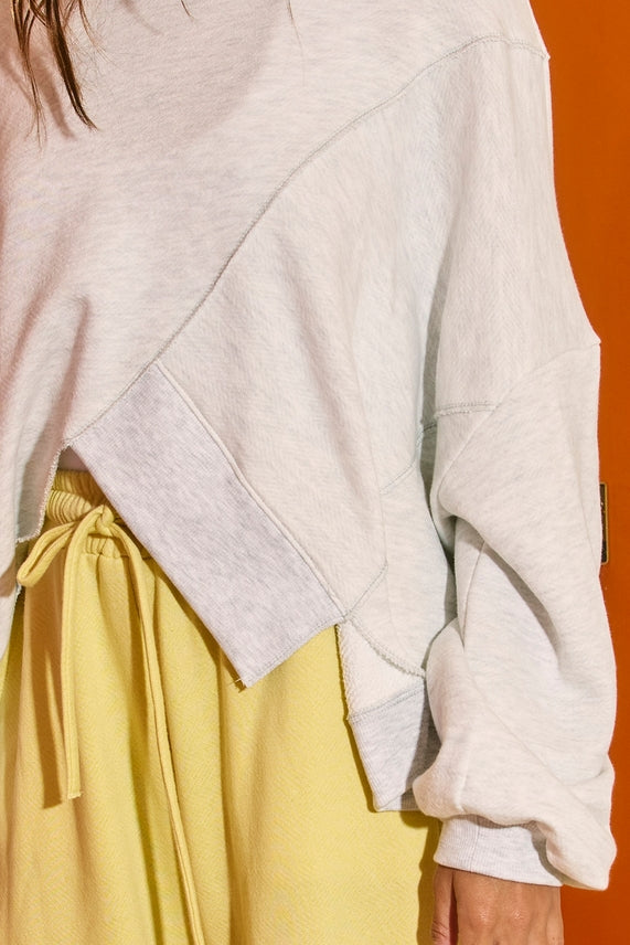 Asymmetric Hem Terry Top- Ash Grey-