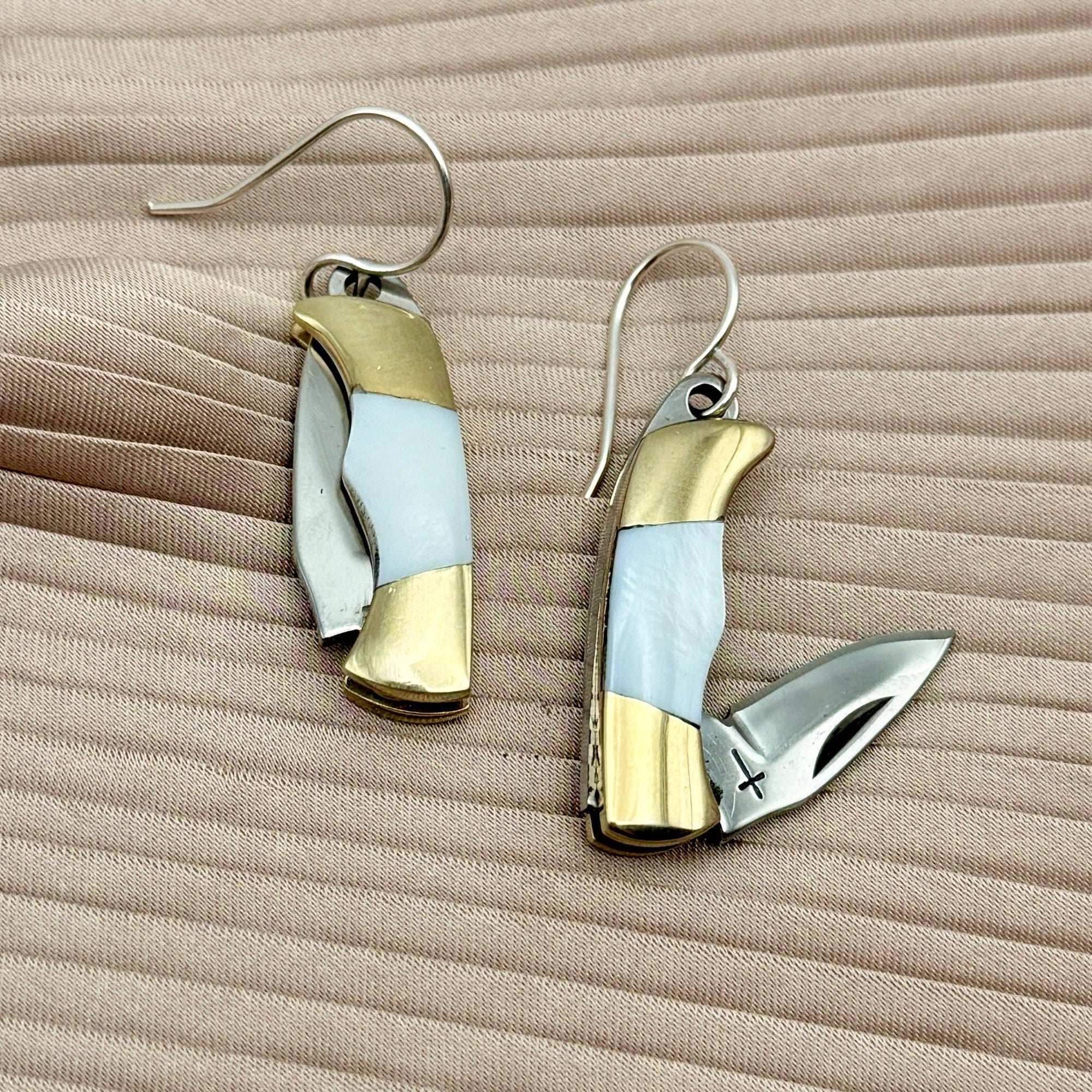 The Billie Earrings: Mother of Pearl Handle-