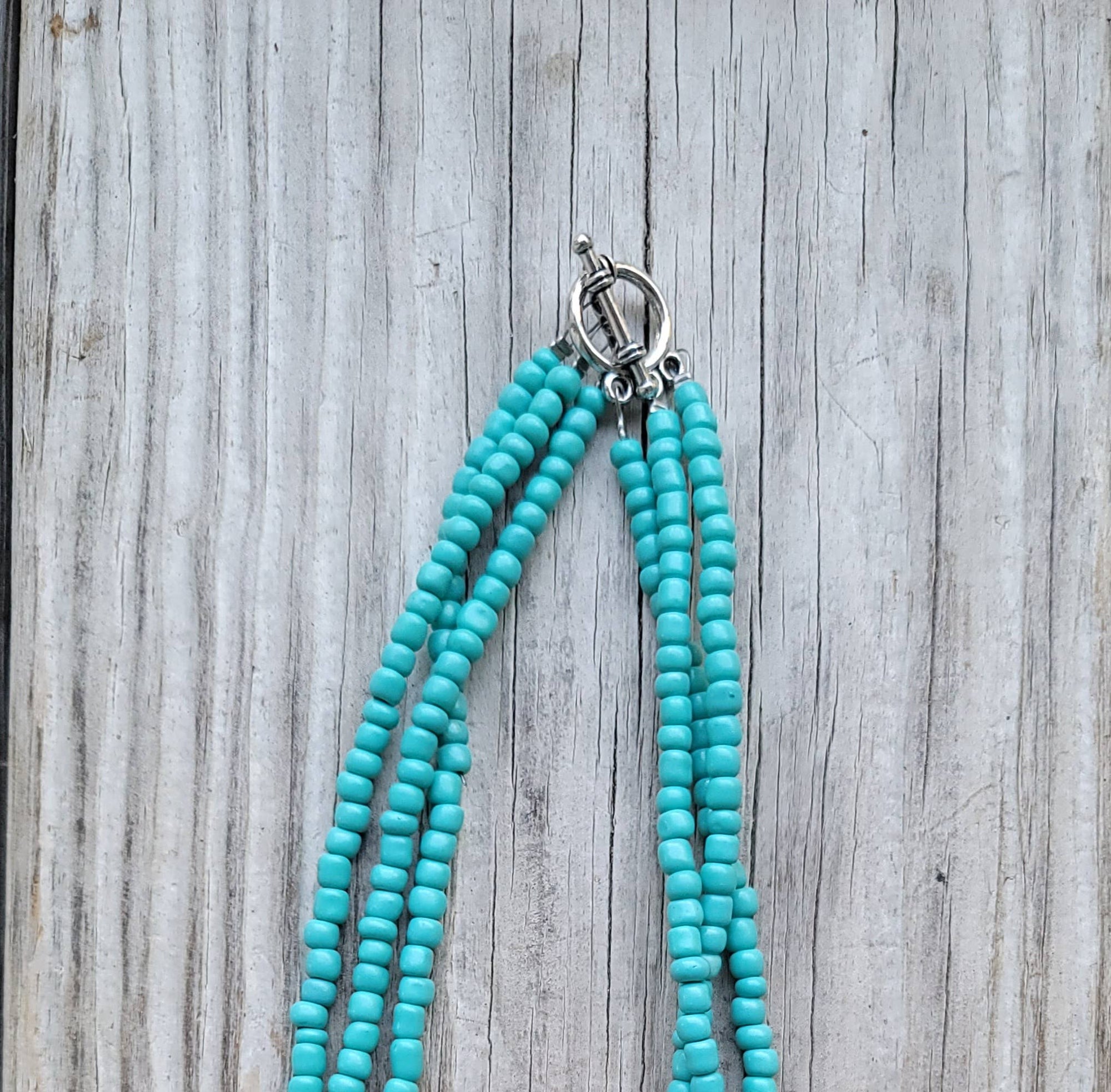 Turquoise Carved Shell Pendant Necklace- Native Made