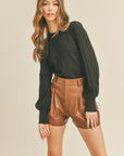 Stripe Sleeve Sweater- Black