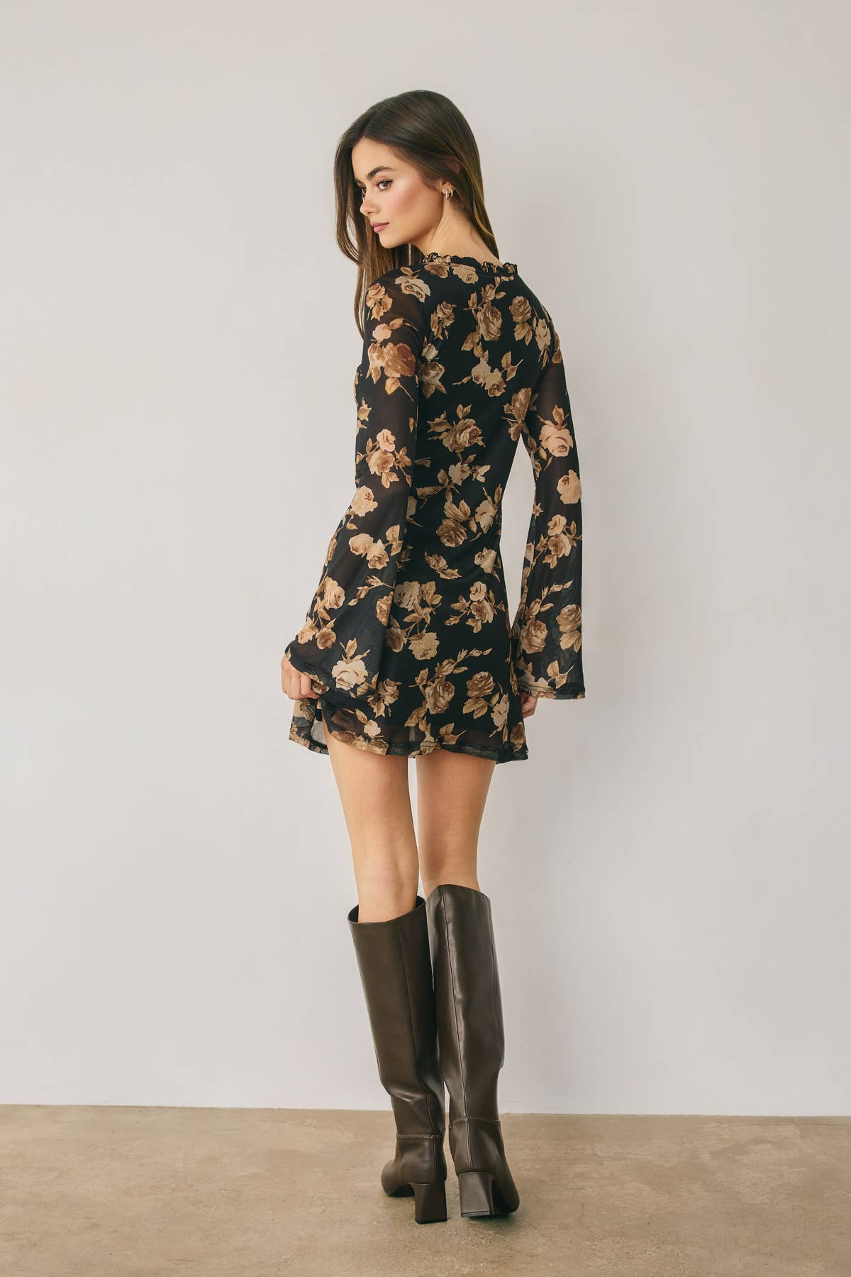 Floral Mini Dress- Black