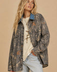 Denim Collar Camo Shacket-