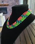 Turquoise and Glass Bead Necklace- Native Made