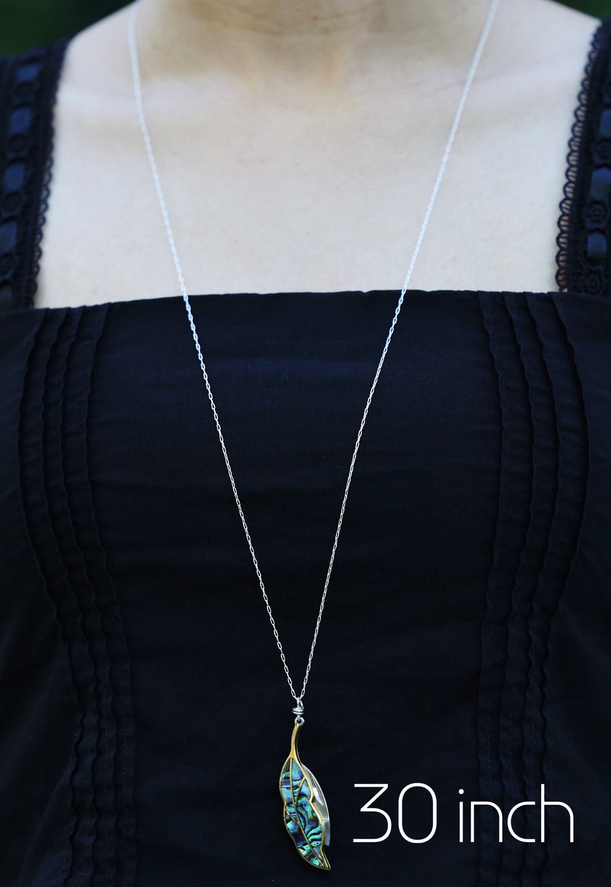 Plume Necklace: 18" Silver Chain