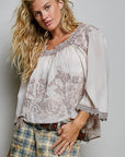 Washed Square Neck Boho Top-
