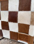Checkered Cowhide Make Up Toiletry Bag Wristlet: Black
