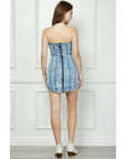 Vintage Wash Denim Tube Dress-