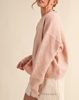 Contrast Scallop Sweater- Pink-