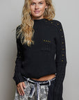 Studded Ribbed Sweater- Black