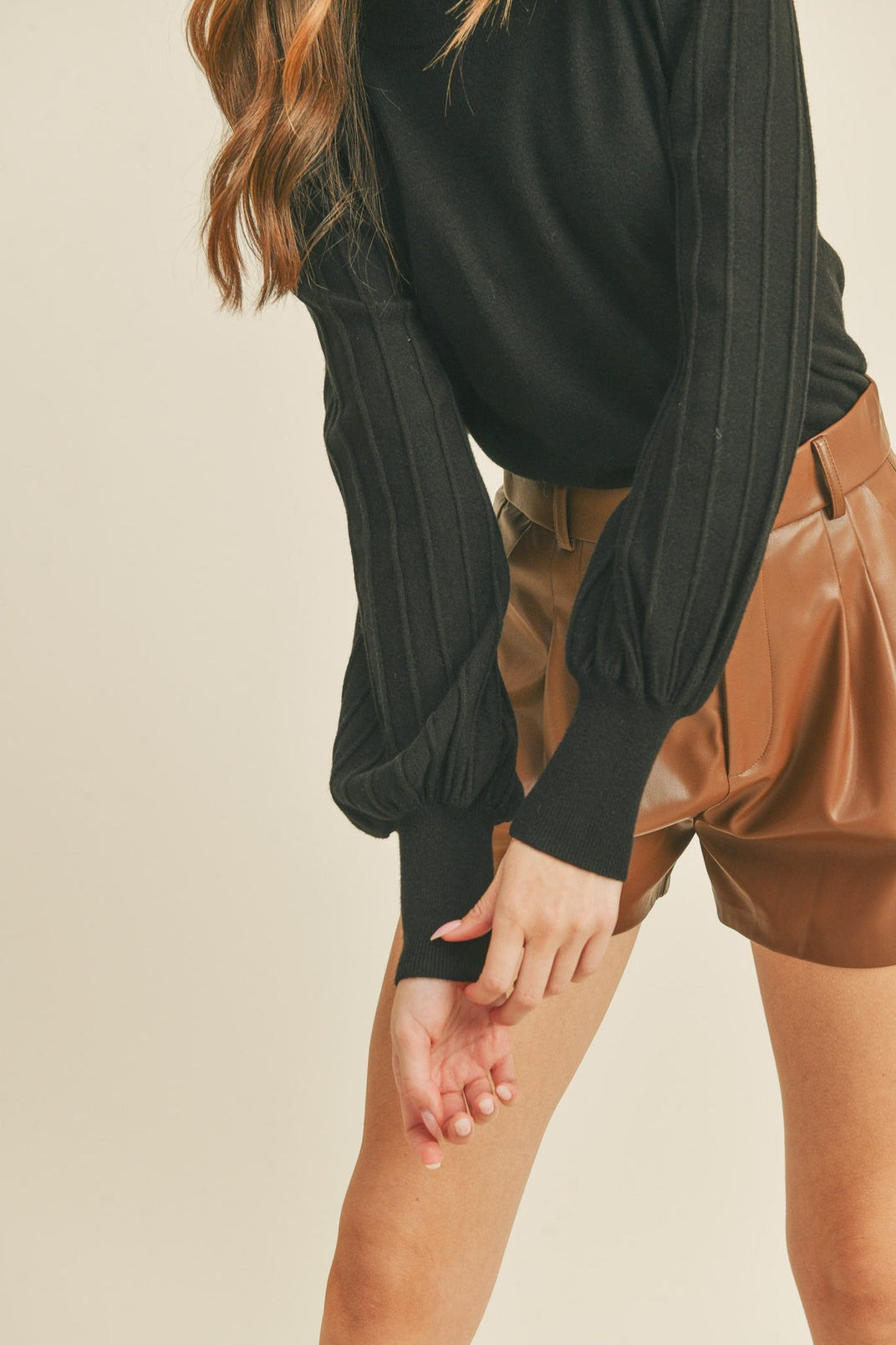 Stripe Sleeve Sweater- Black