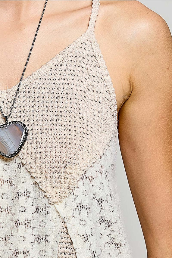 Patchwork Tank Top- Almond-