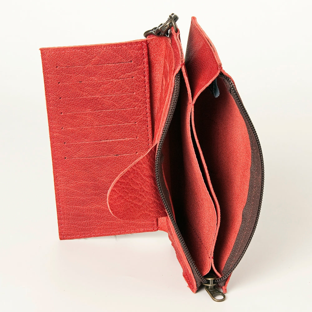 Leather Wallet with Wrist Strap: Red: ADBG811F