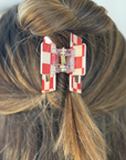 Mini Checked Funky Red Clip