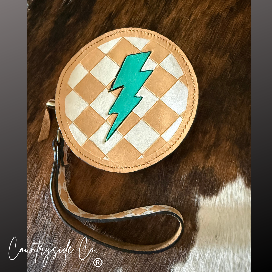 Bolt Checkered Circle Wristlet