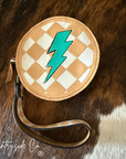 Bolt Checkered Circle Wristlet