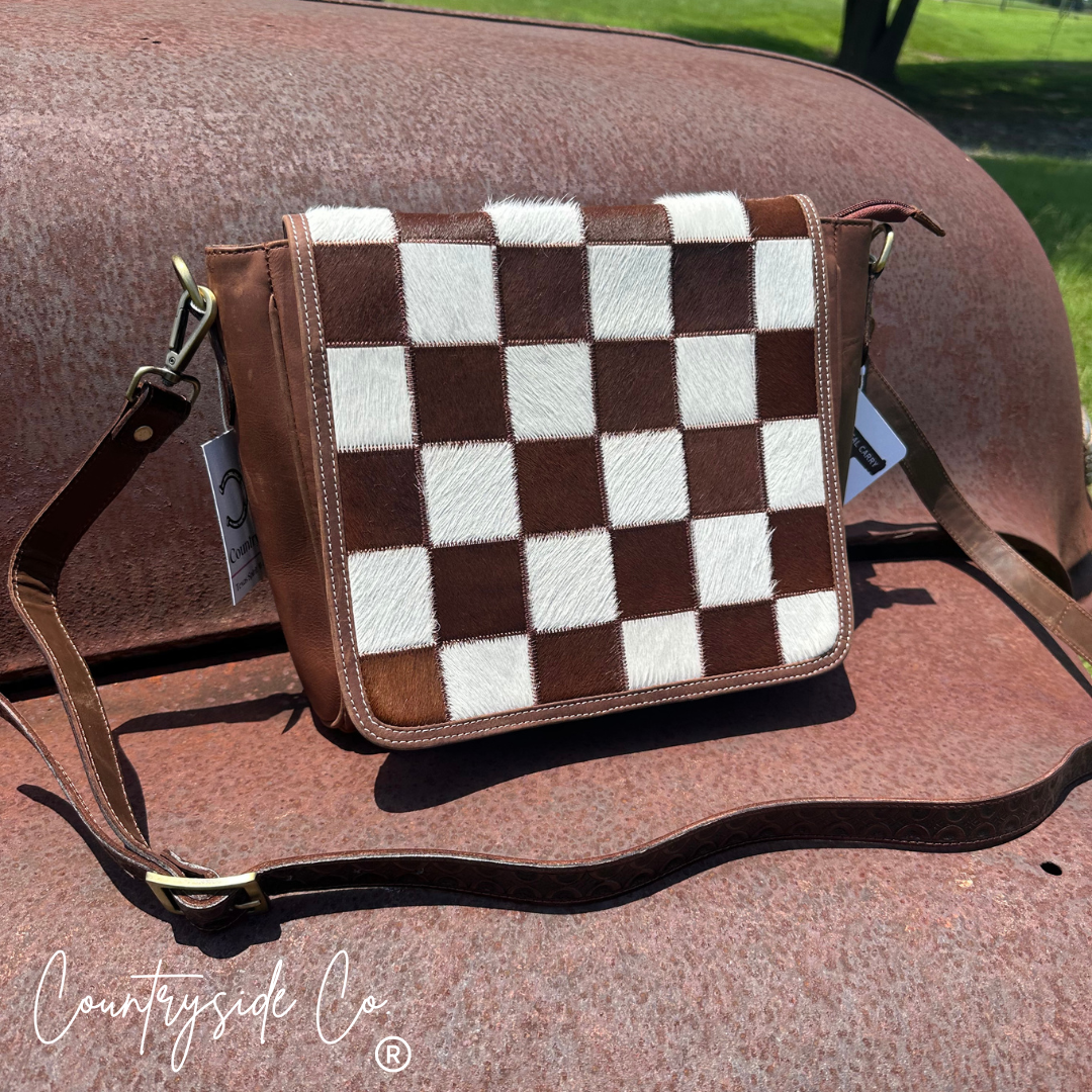Cattleman Luxe Checkered Cowhide Purse