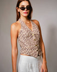 Leapard Print Halter Vest-