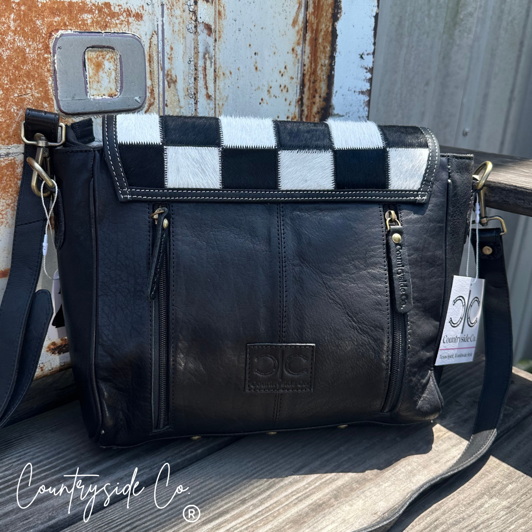 Bandera Nights Checkered Cowhide Purse