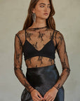 Sheer Layering Design Mesh Shirt- Black