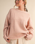 Contrast Scallop Sweater- Pink-