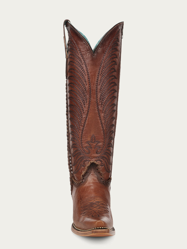 A5141- Brown Studded Boot-