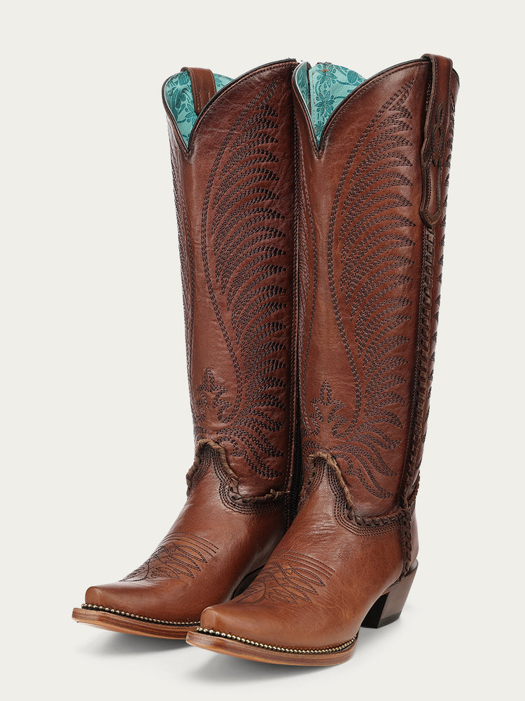 A5141- Brown Studded Boot-