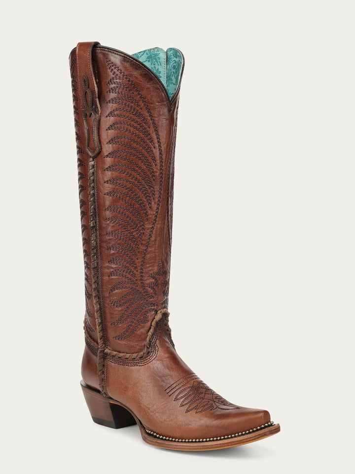 A5141- Brown Studded Boot-