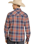Brushed Plaid Stretch Shirt- Blue